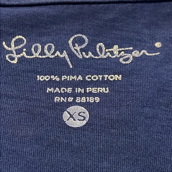 Lilly Pulitzer Marina Navy/White Soutache Trim Cotton Knit Pullover Dress XS - Picture 3 of 14